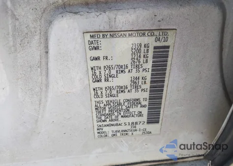 2010 Nissan Xterra S from USA, damaged, VIN 5N1AN0NU8AC518872